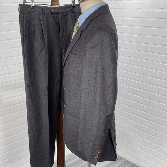 Duca Di Mantova Suit Men 42R 34Wx30L Black Classic Flannel Wool Molteni Gabriele - Picture 2 of 16